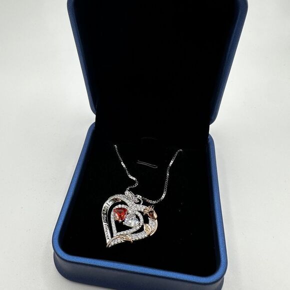 NIB Sterling silver, possibly gold plated, heart necklace with cz diamonds! - Picture 12 of 15